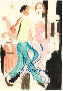 Ernst Ludwig Kirchner Dancing couple - Watercolour and ink over pencil oil painting reproduction
